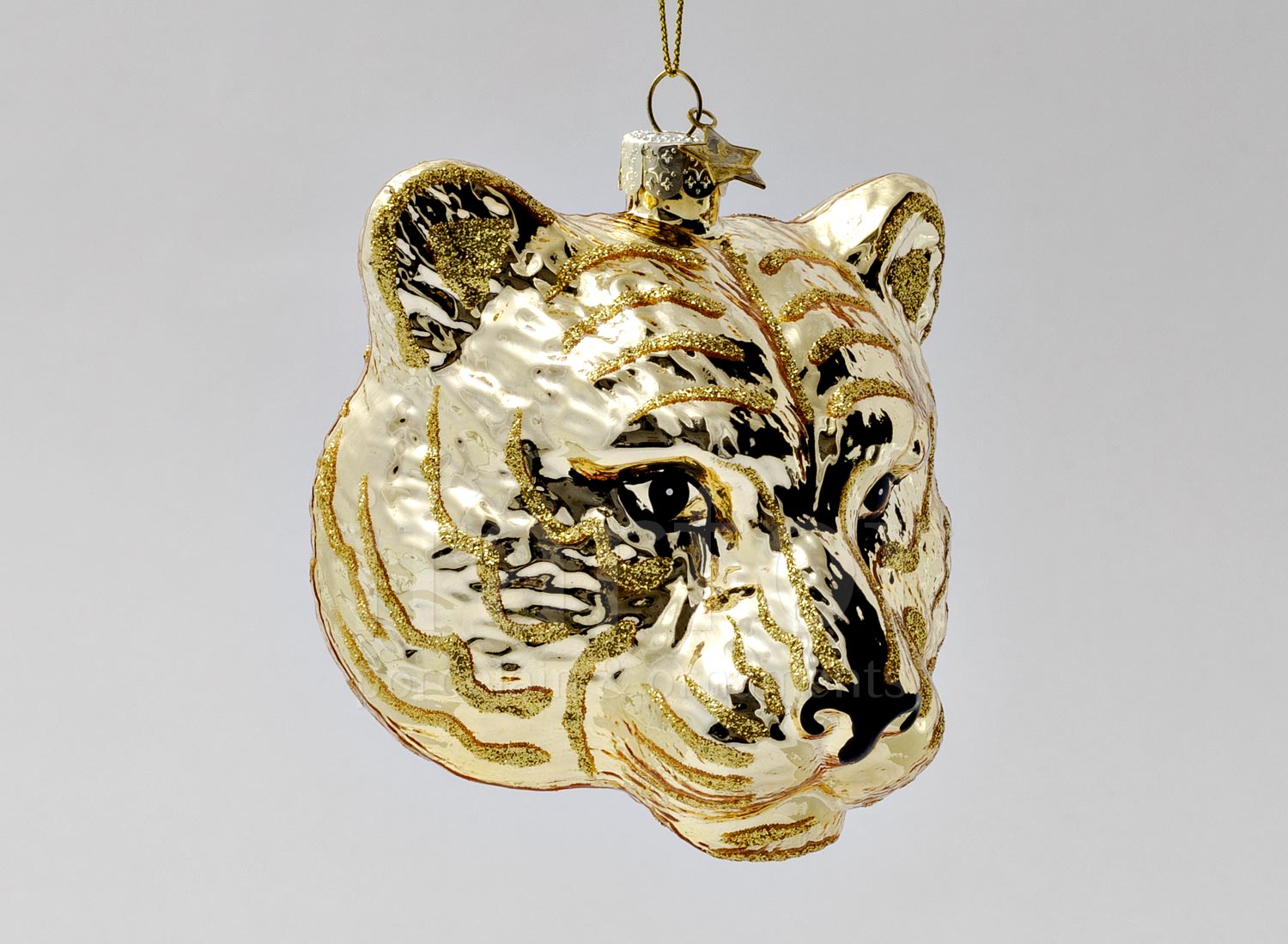 Елочная игрушка «Голова тигра золотая»