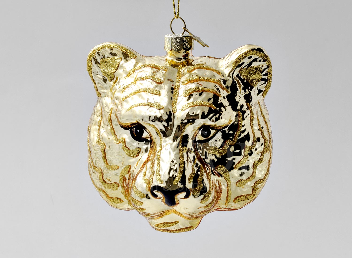 Елочная игрушка «Голова тигра золотая»