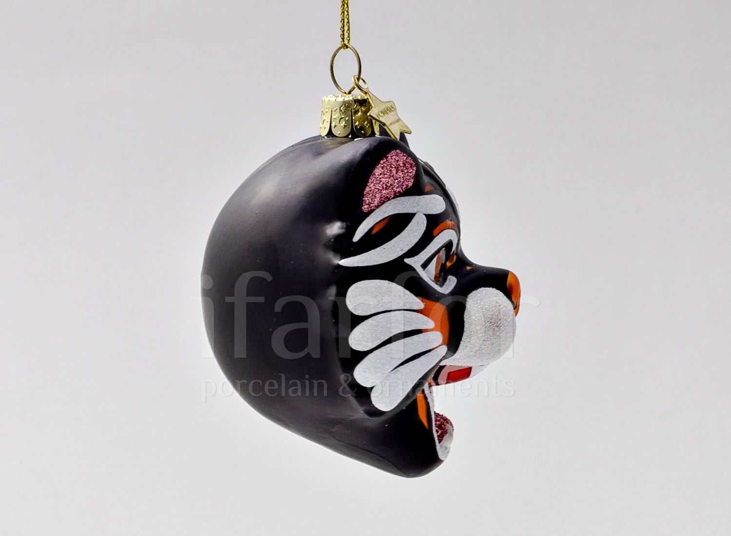 Елочная игрушка «Голова тигра черная»
