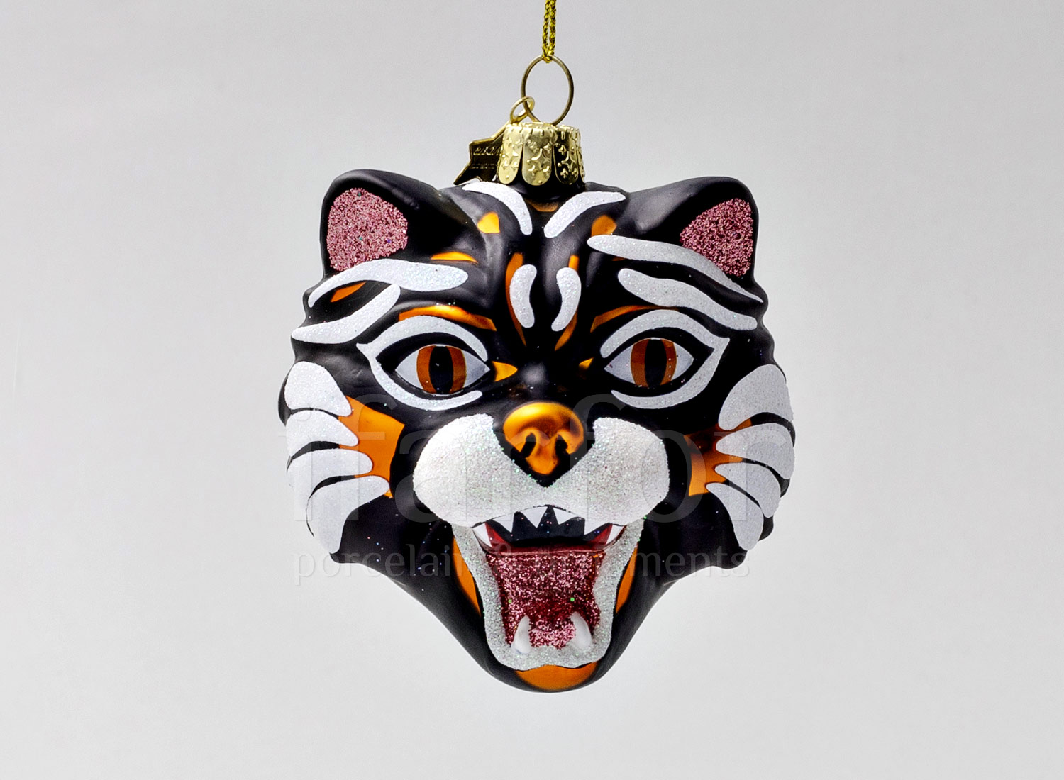 Елочная игрушка «Голова тигра черная»