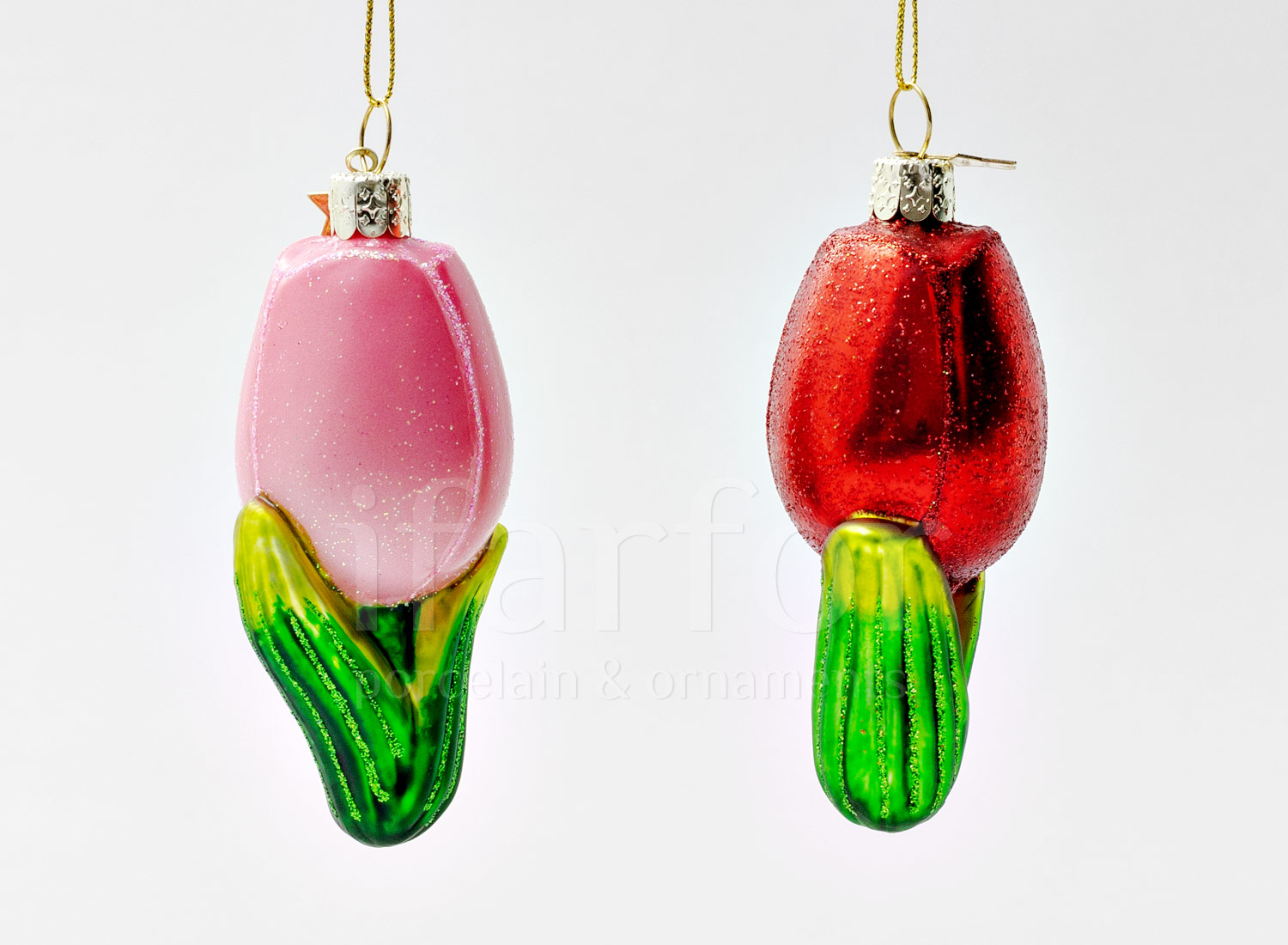 Набор елочных игрушек в подарочной коробке «Набор из 2-х стекляных тюльпанов»