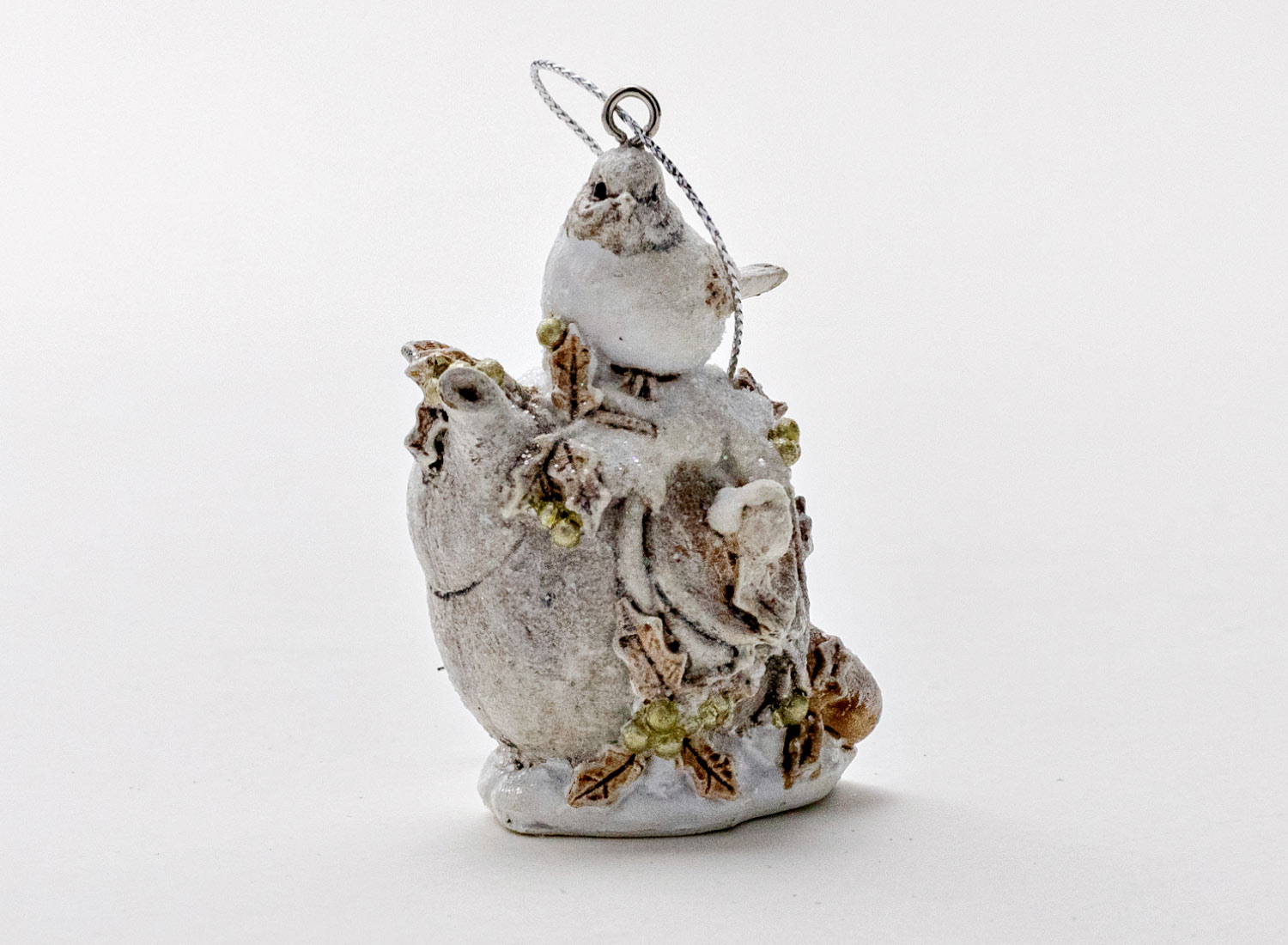 Елочная игрушка «Птичка на чайнике 2» Полирезин. 55 x 65 мм.
