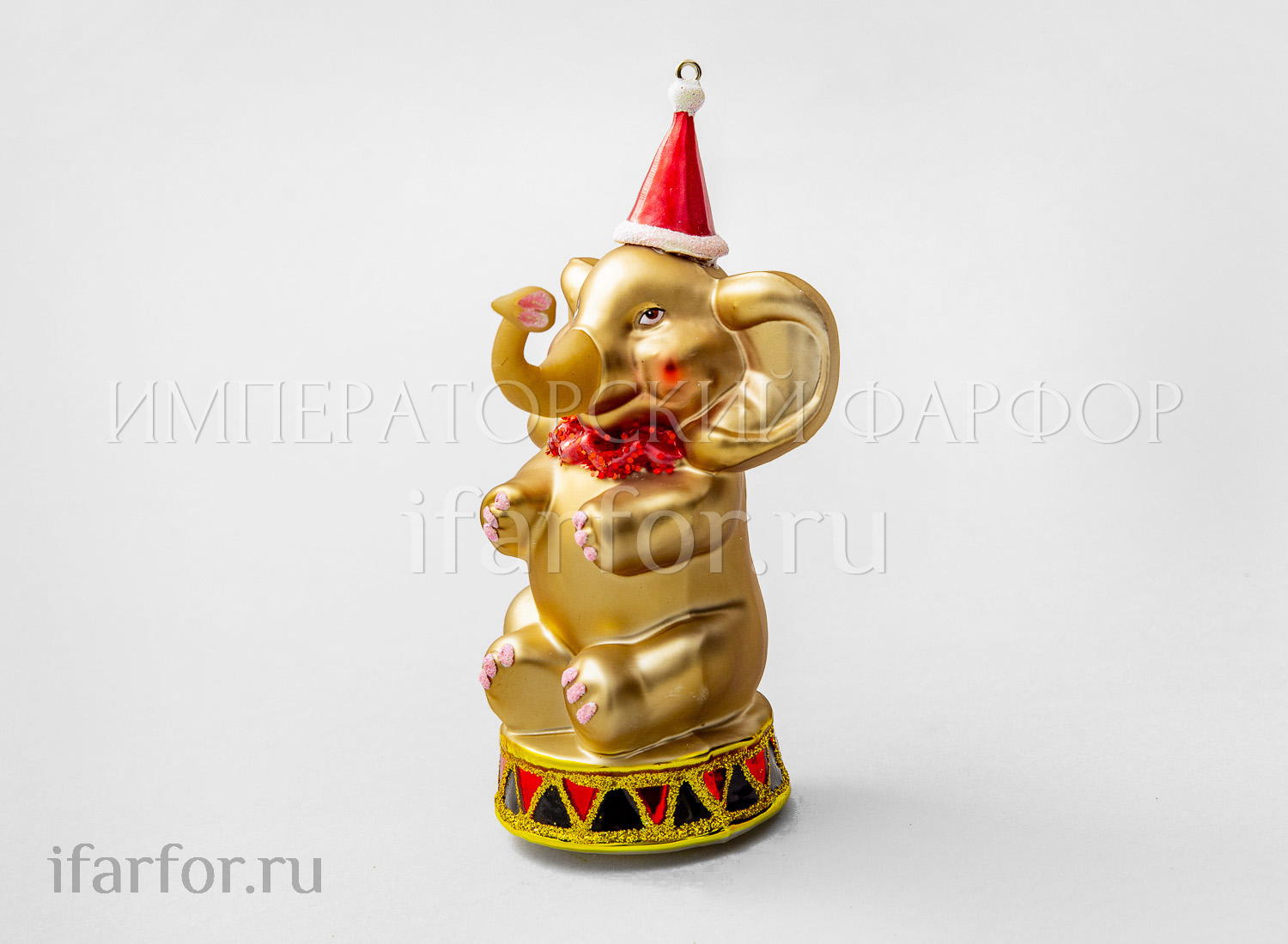 Елочная игрушка «Цирковой слон» Форма: Цирковой слон. Стекло, полирезина. 140 мм.