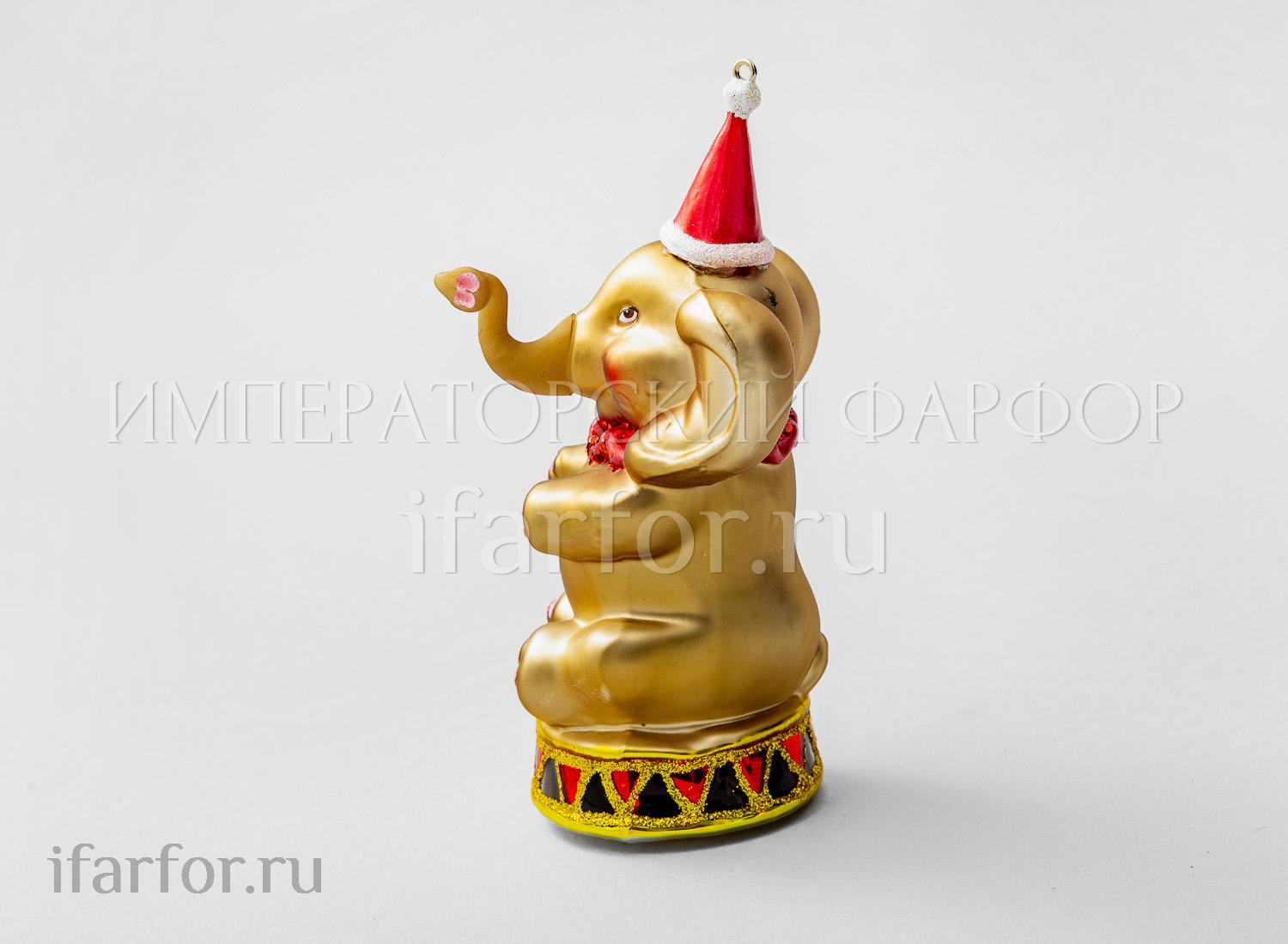 Елочная игрушка «Цирковой слон» Форма: Цирковой слон. Стекло, полирезина. 140 мм.