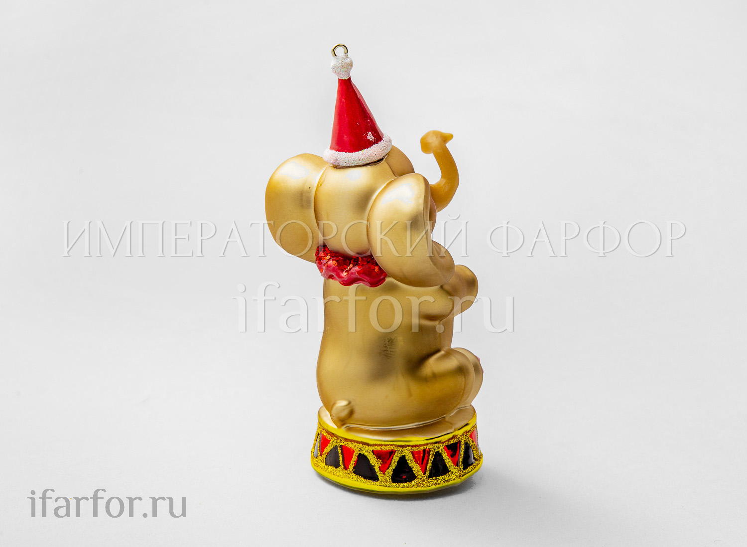 Елочная игрушка «Цирковой слон» Форма: Цирковой слон. Стекло, полирезина. 140 мм.