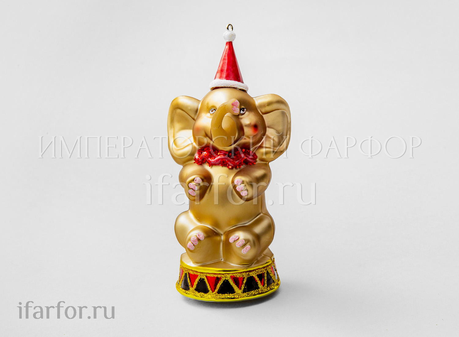 Елочная игрушка «Цирковой слон» Форма: Цирковой слон. Стекло, полирезина. 140 мм.