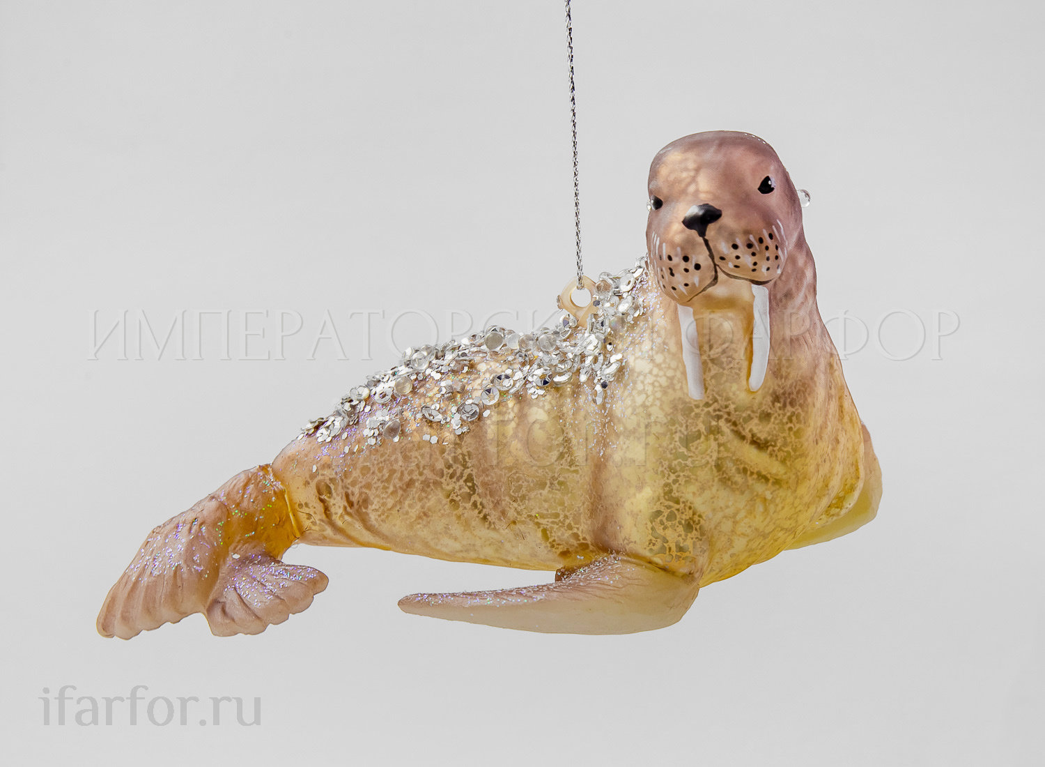 Елочная игрушка «Морж» Форма: Морж. Стекло, пластик. 125 мм.