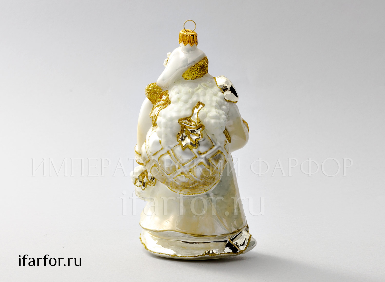 Елочная игрушка «Дед Мороз с корзиной винограда» Стекло. 170 мм.