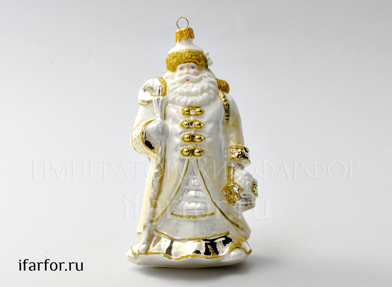 Елочная игрушка «Дед Мороз с корзиной винограда» Стекло. 170 мм.