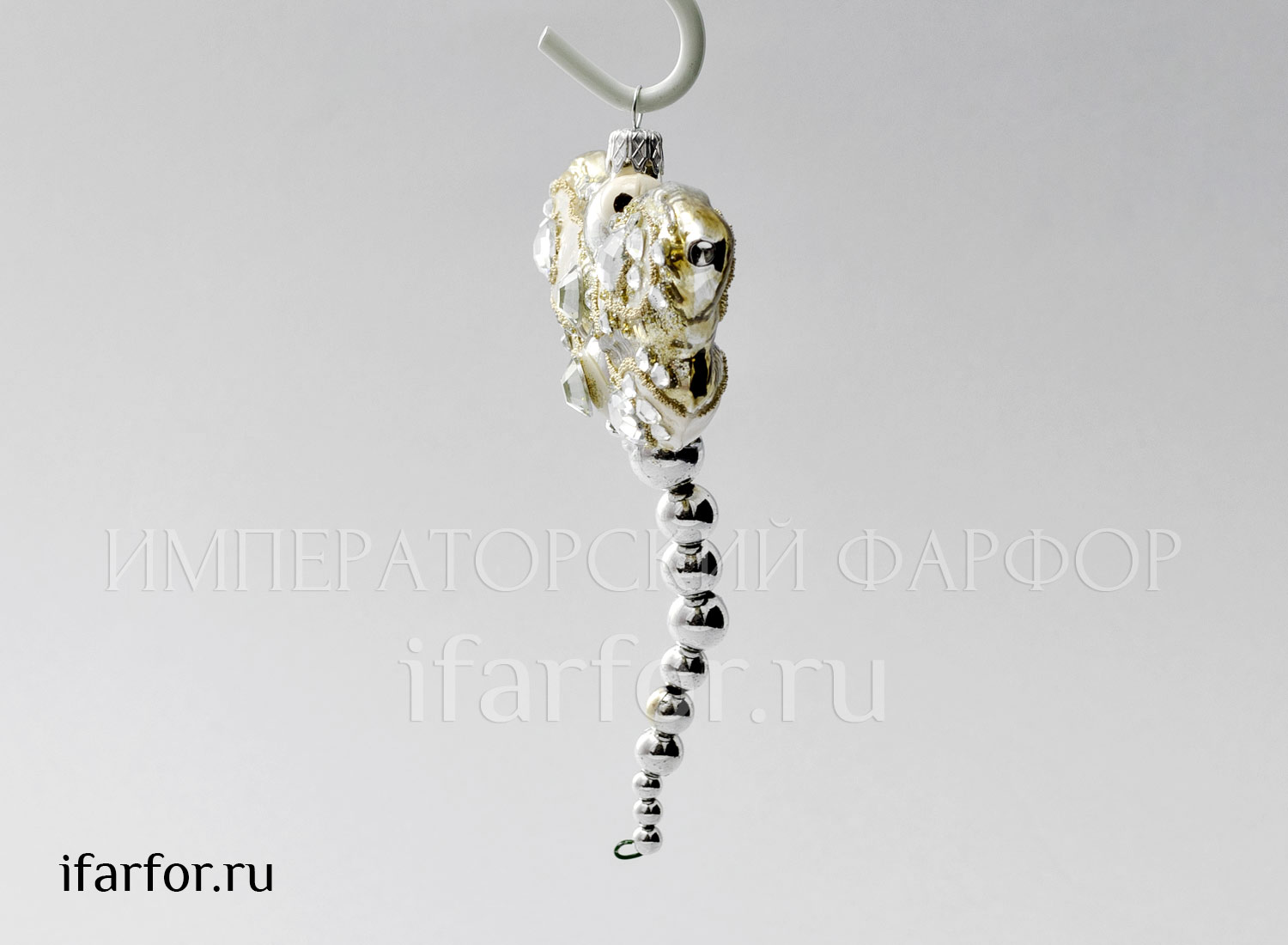 Елочная игрушка в подарочной коробке «Стрекоза золотая» Стекло. 161 x 126 мм.