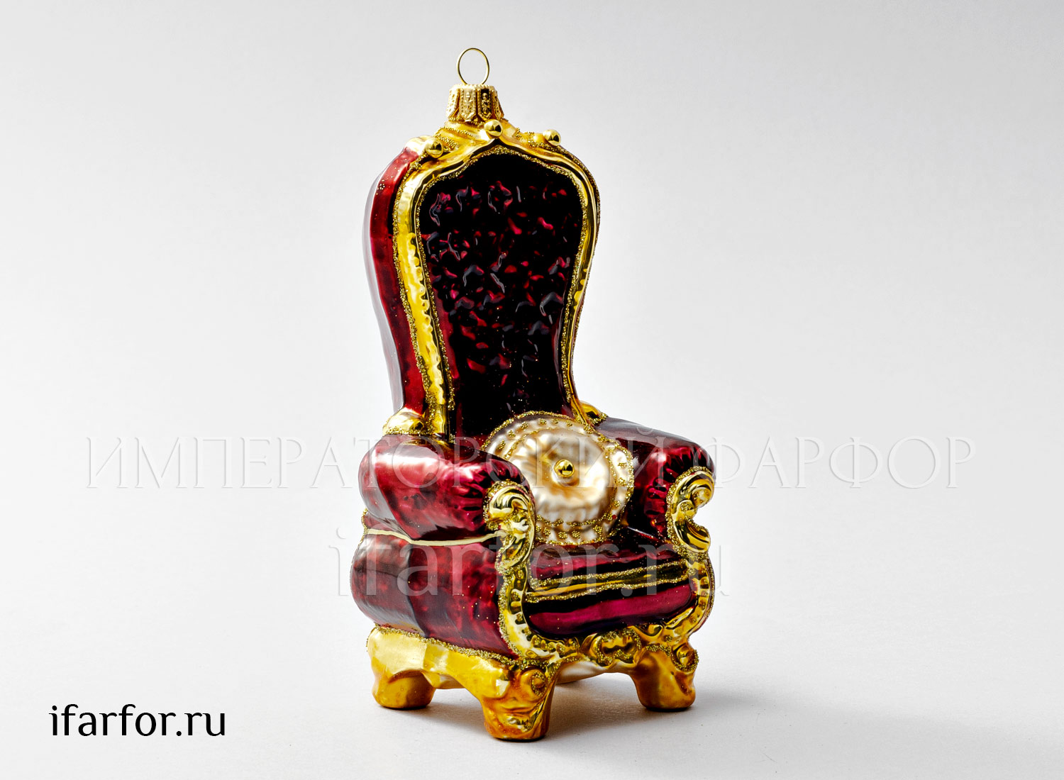 Елочная игрушка в подарочной коробке «Трон» Стекло. 75 x 150 мм.