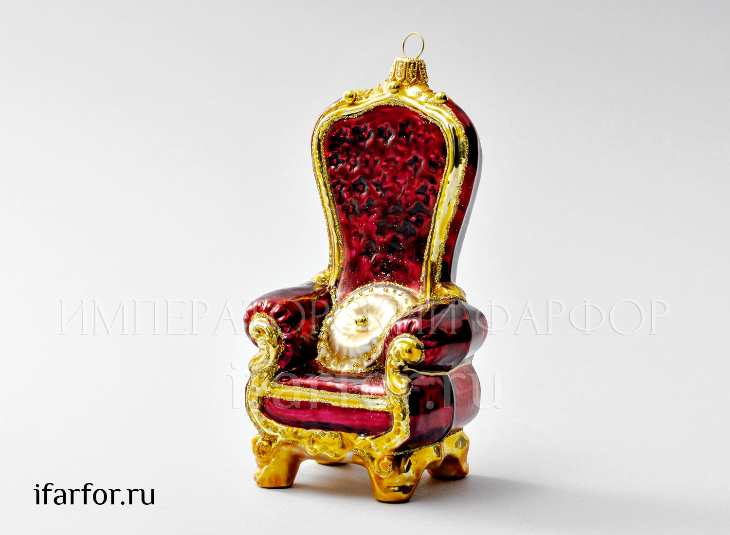 Елочная игрушка в подарочной коробке «Трон» Стекло. 75 x 150 мм.