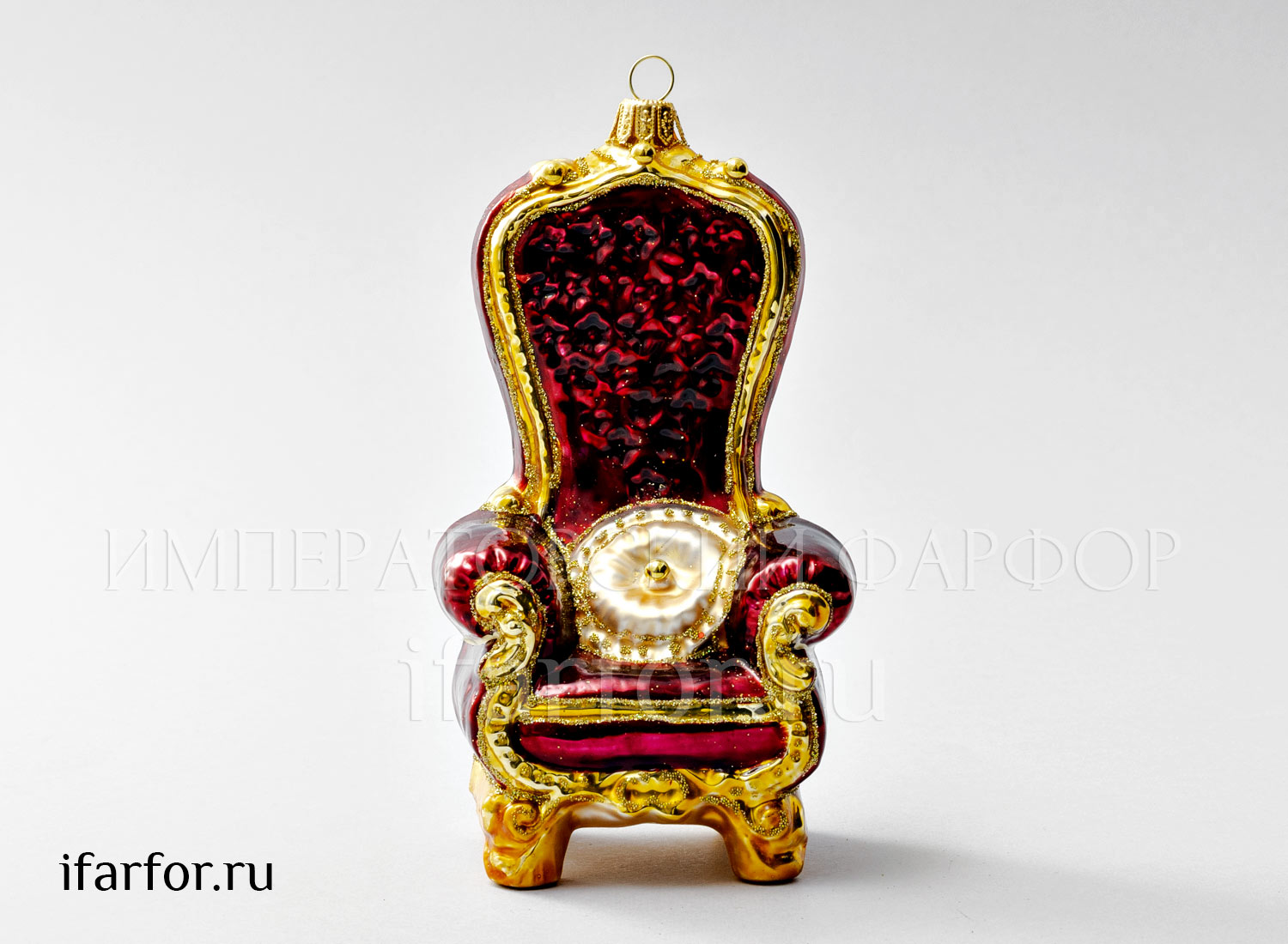 Елочная игрушка в подарочной коробке «Трон» Стекло. 75 x 150 мм.