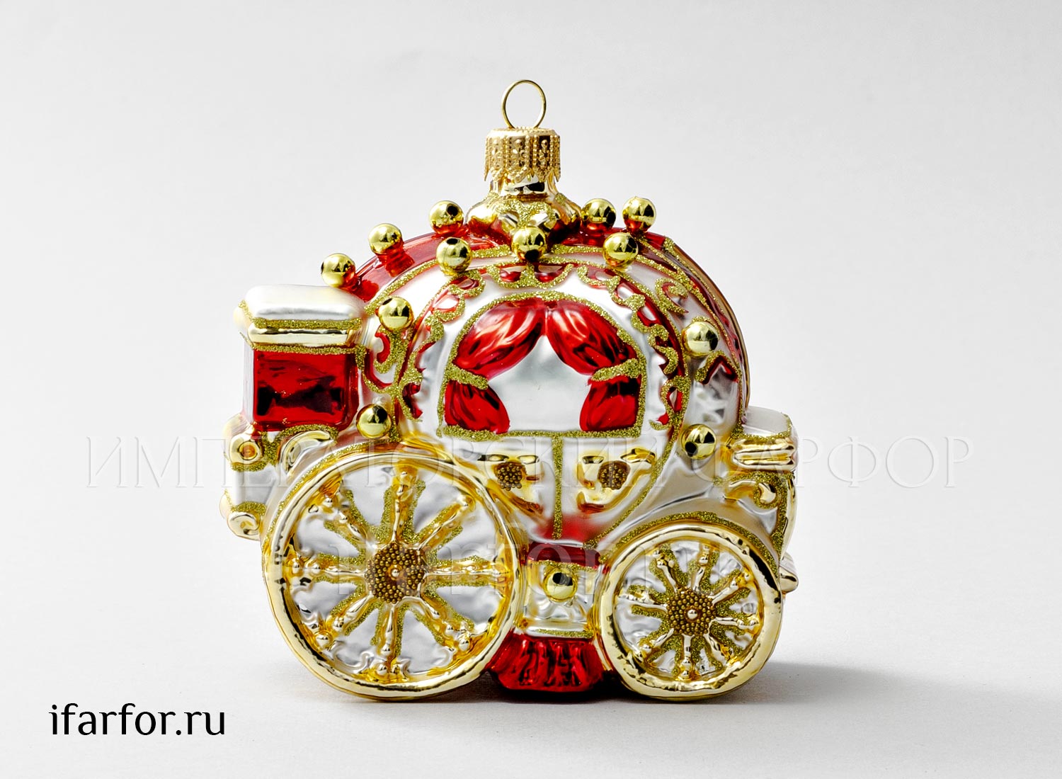 Елочная игрушка «Карета» Стекло. 95 x 95 мм.