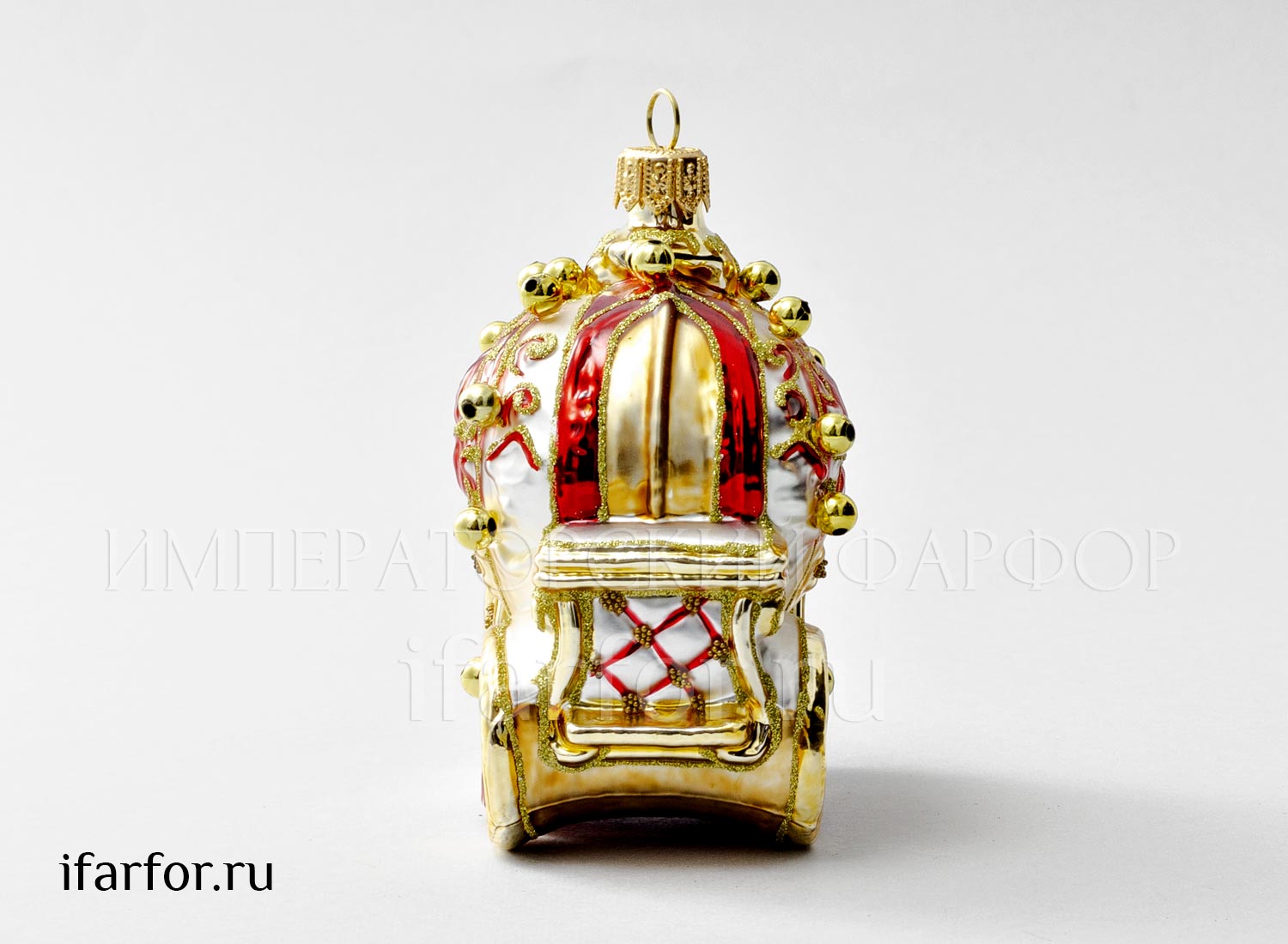 Елочная игрушка «Карета» Стекло. 95 x 95 мм.