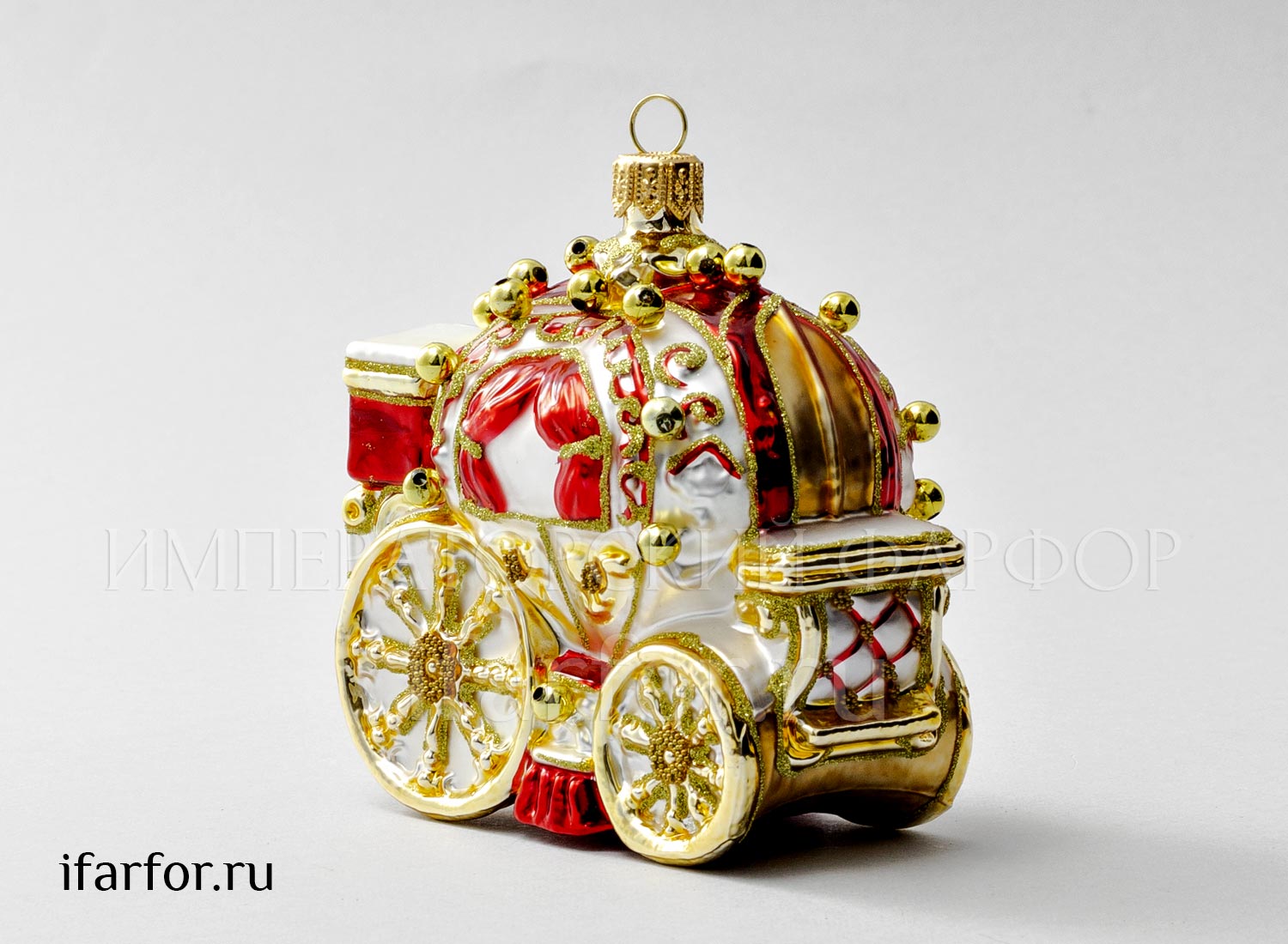 Елочная игрушка «Карета» Стекло. 95 x 95 мм.