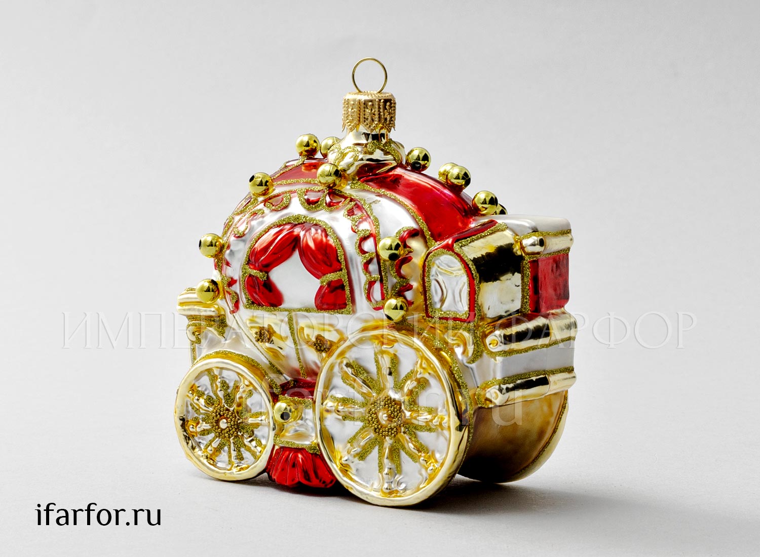 Елочная игрушка «Карета» Стекло. 95 x 95 мм.