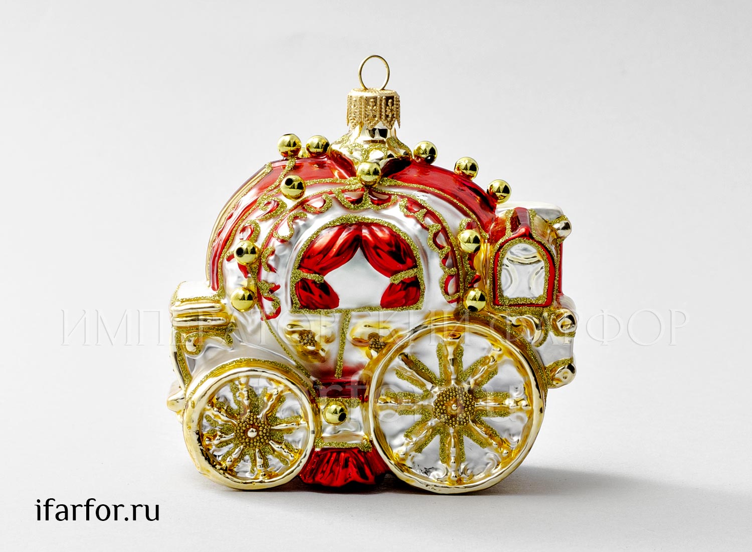 Елочная игрушка «Карета» Стекло. 95 x 95 мм.