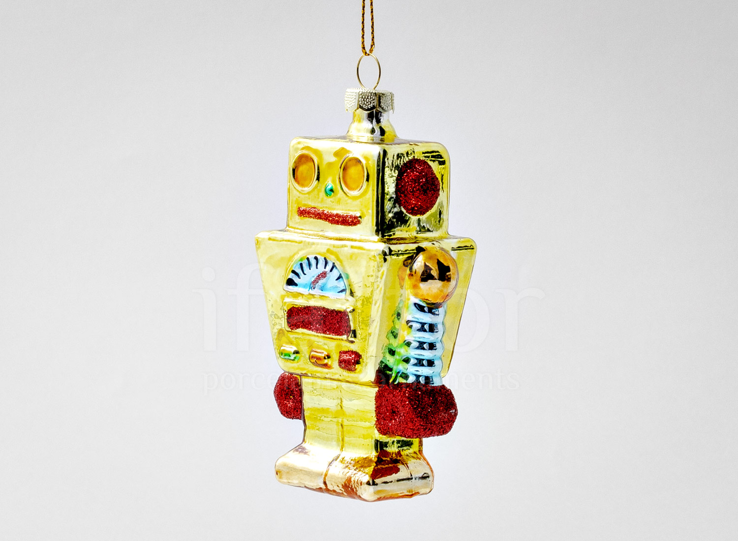 Елочная игрушка «Робот золотистый»