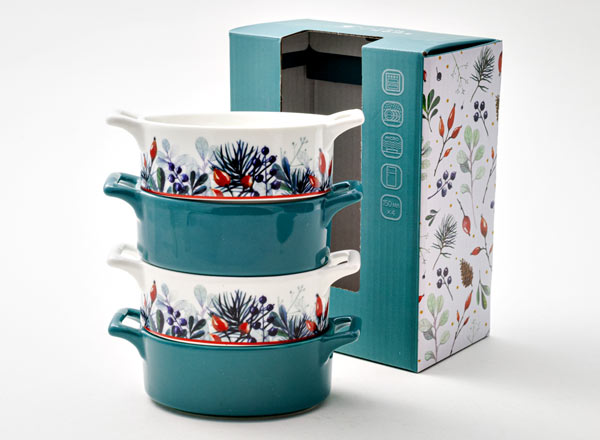 Set of 4 cocotte dishes in a gift box Green calendula 4/4 Standard