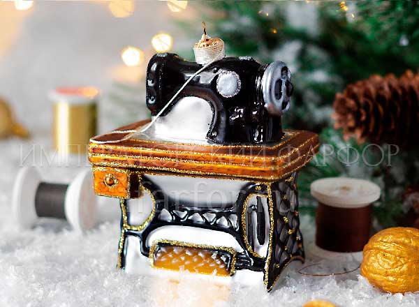 Елочная игрушка Швейная машина Черная