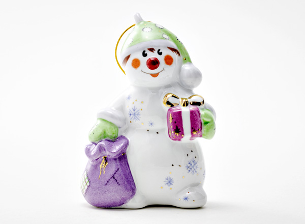 Christmas tree toy Snowman with a bag