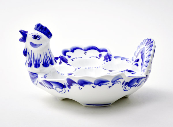 Блюдо для яиц Гжель Курочка Лоток