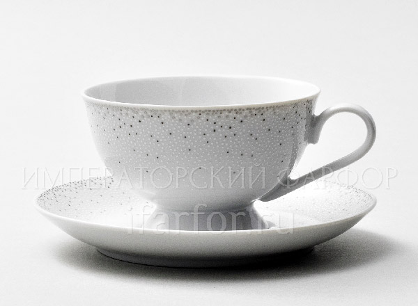 Cup and saucer tea Silver beads Repast
