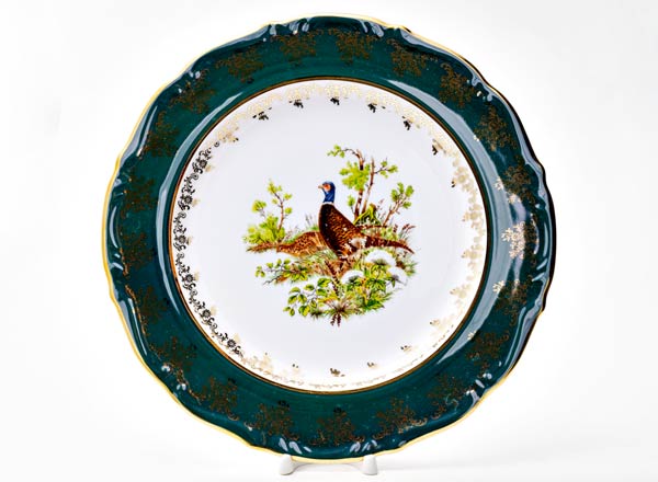 Блюдо круглое Охота Зеленая Мария-Тереза Круглое