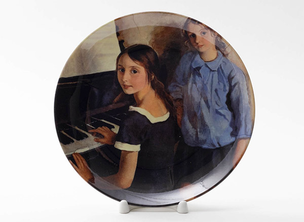 Decorative plate Serebriakova Zinaida Girls next to grand piano