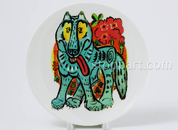 Decorative plate Mavrina Tatiana Gray wolf