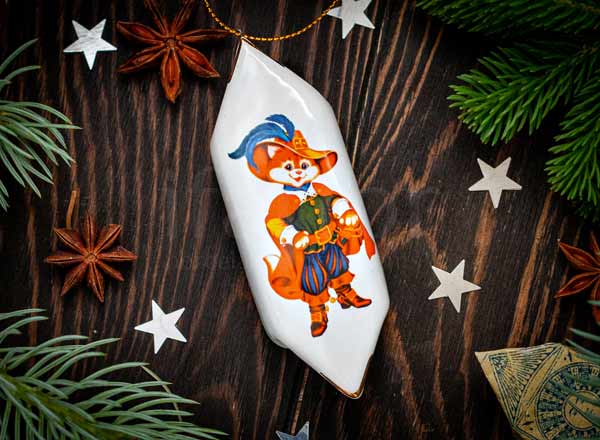 Елочная игрушка Конфета 9 Кот в сапогах