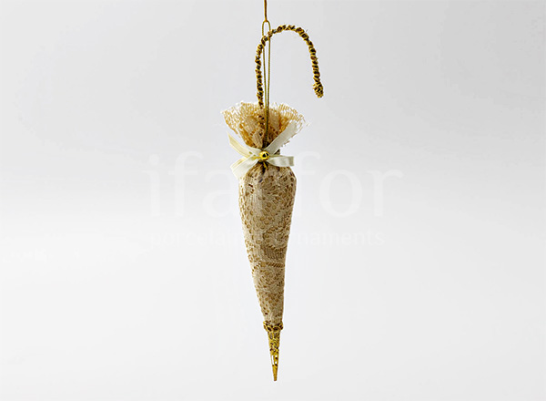 Елочная игрушка Зонтик с кружевом 2