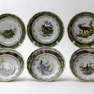 Набор салатников Охота Зеленая 6/6 Aristokrat 160 мм.