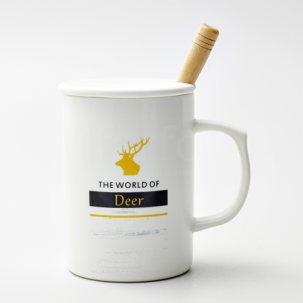 Кружка с крышкой и ложкой The world of deer Royal Classics 480 мл.