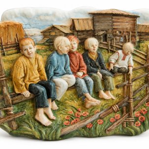 Плакетка Рельеф Воробьи 345 x 435 мм.