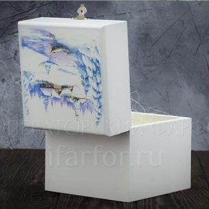 Шкатулка на 1 шар для елочных игрушек Шкатулка белая с новогодним рисунком Шкатулка