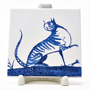 Изразец Голландский. Кот 97 x 97 мм.