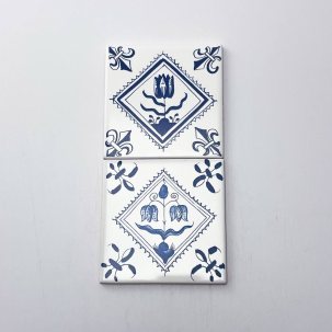 Набор изразцов Голландский. Цветочный орнамент 2 предмета 97 x 97 мм.