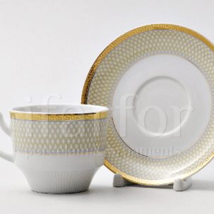 Чашка с блюдцем чайная Коричневая сетка 1/2 LOUISE 260 мл.