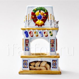 Подсвечник Камин Рождественский 105 x 170 мм.