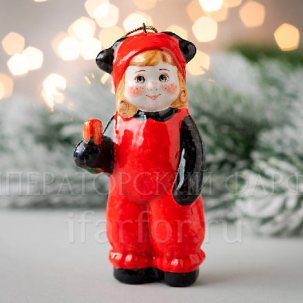 Елочная игрушка Малышка Божья коровка 100 мм.