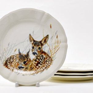 Набор тарелок десертный WILDLIFE YOUNG SOLOGNE 4 предмета GIEN Рошель 232 мм.