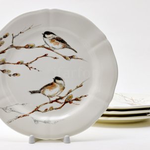 Набор тарелок десертный LES OISEAUX DE LA FORET 4 предмета GIEN Рошель 232 мм.