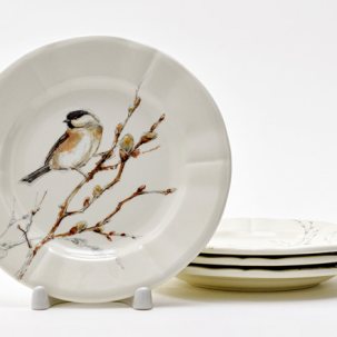 Набор тарелок десертный LES OISEAUX DE LA FORET 4 предмета GIEN Рошель 163 мм.