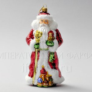 Елочная игрушка в подарочной коробке Дед Мороз с матрешкой 95 x 187 мм.