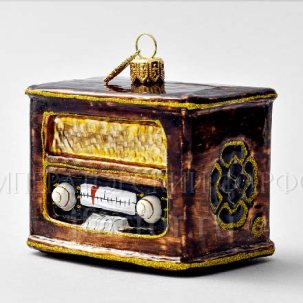 Елочная игрушка в подарочной коробке Ретро Техника. Старинное Радио 85 x 80 мм.