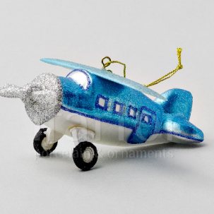 Елочная игрушка Самолет синий 50 мм.