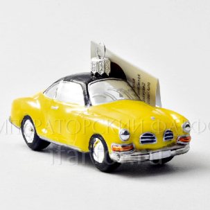 Елочная игрушка Автомобиль Volkswagen Karmann-Ghia желтый 115 x 60 мм.