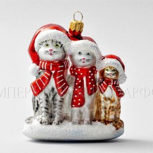 Елочная игрушка Три кошки 90 x 111 мм.